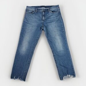 Joe's Jeans The Lara Mid Rise Cigarette Ankle Distressed Vintage Stretch Sz 32